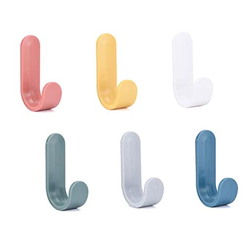 Adhesive Hooks Utility Wall Key for Decorative Holder Rack Self Towels, Hats, Shower, Kitchen, Living Room, Office(6 Pcs)