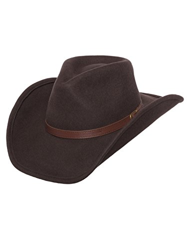 Men's Outback Wool Cowboy Hat Dakota Brown Shapeable Western Felt by Silver Canyon, Brown, X-Large