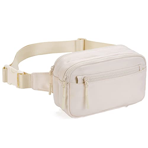 Telena Fanny Packs for Women Men Fashionable Cross Body Belt Bag with Adjustable Straps Beige