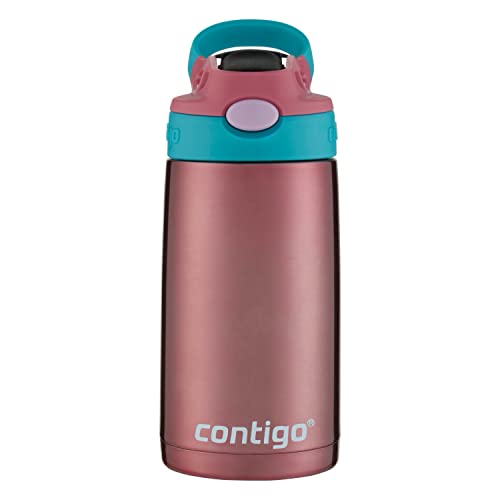 Contigo Aubrey Kids Stainless Steel Water Bottle with Spill-Proof Lid, Cleanable 13oz Kids Water Bottle Keeps Drinks Cold up to 14 Hours, Punch