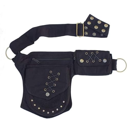 KPYWZER Waist Bag for Women Fanny Pack Renaissance Faire Festival Lace Chest Pack Hip Bum Bag with Adjustable Belt Travel Outdoors Black