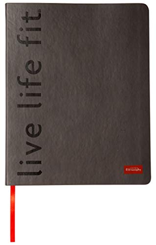 Fitlosophy Black Leatherette 'live life fit' Daily Planner Notebook, 8” x 10'