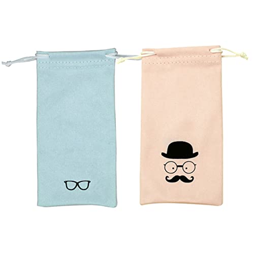 SOESFOUFU 2pcs Glasses Bag Eyewear Storage Bag Shoulder Bag for Women Pouch Cloth Eyewear Case Glasses Sunglasses Soft Eyeglass Bags for Women Sunglass Case Travel Fiber Suede Soft Box Ski