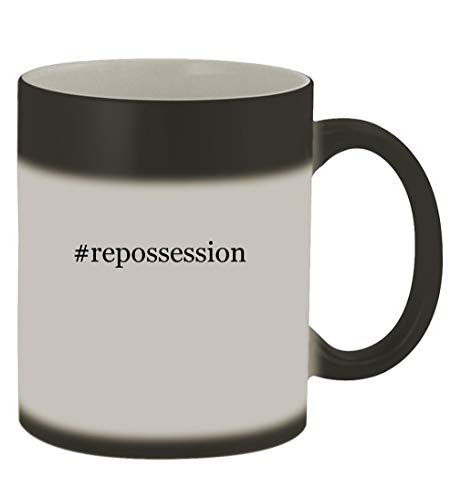 Knick Knack Gifts #repossession - 11oz Hashtag Magic Color Changing Mug, Matte Black