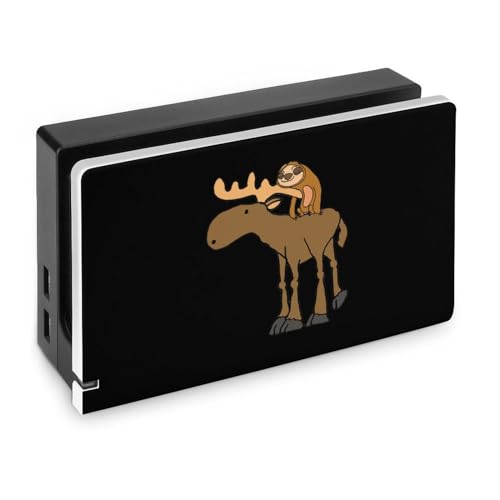 Cute Sloth Riding Moose PC Hard Face Plate Cover Compatible with Switch Charging Dock Slim Shell Anti-Scratch Case