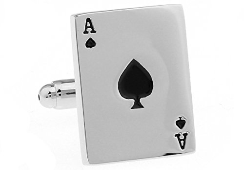 MRCUFF Ace of Spades Poker Gambling Casino Pair of Cufflinks in a Presentation Gift Box & Polishing Cloth