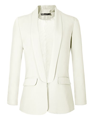 Urban CoCo Women's Office Blazer Jacket Open Front Womens Blazers for Work Professional (L, White)