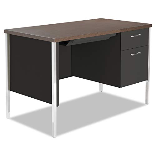 Alera 45 by 24 by 29-1/2-Inch Single Pedestal Steel Desk, Walnut