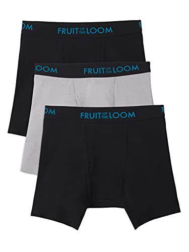 Fruit Of The Loom Mens Breathable Briefs, Moisture Wicking Underwear, Assorted Color Multipacks Boxer, Cotton Mesh - Black/Grey, Medium US