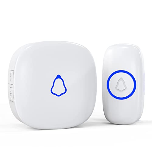 SECRUI Wireless Doorbell, Easy installation, Waterproof, Adjustable Volume, 58 Chimes, Colorful LED, 1000Ft Range, M520+F55, White