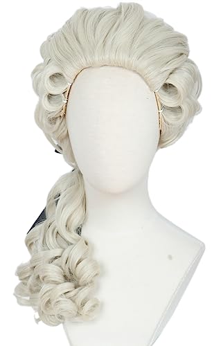 Linfairy Washington Lawyer Curly Wig Colonial Light Blonde Costume Powdered 18th Century Cosplay Wigs