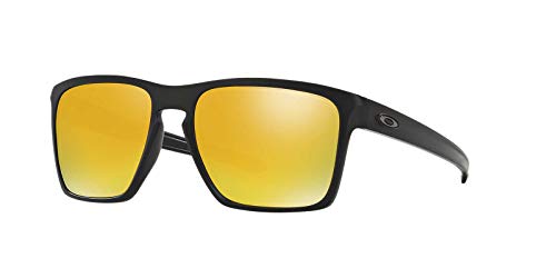 Oakley Men's OO9341 Sliver XL Rectangular Sunglasses, Matte Black/24K Iridium, 57 mm
