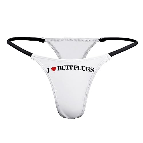 BAIJIAOYUN Women's Underwear I Love Butt Plugs G String Thongs Panties Gifts for Wife M