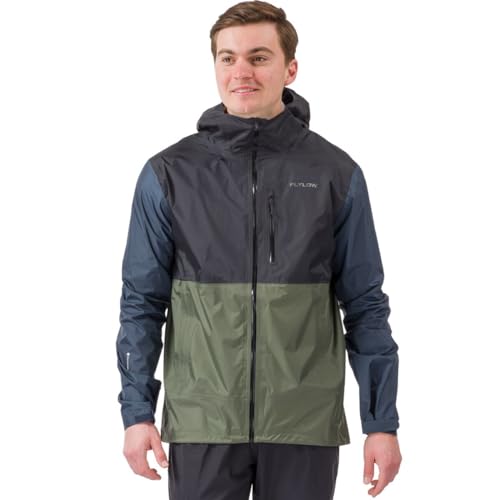 Flylow Men's Trailworks Jacket Waterproof Rain Coat for Mountain Biking & Hiking - Boa/Black/Night - Medium