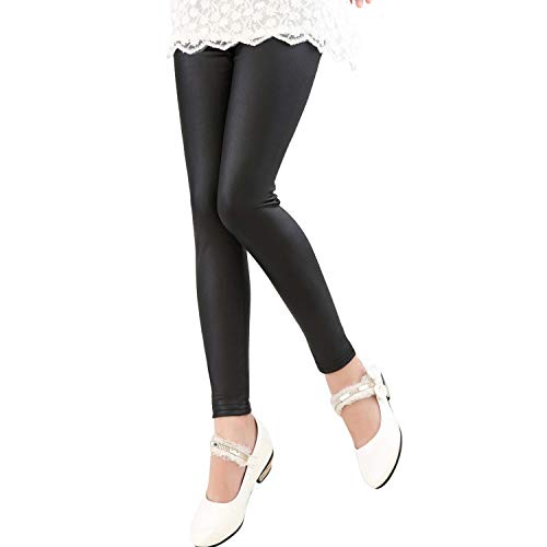 Tulucky Girls Stretchy Faux Leather Legging Teens Pants(Black,Tag150)