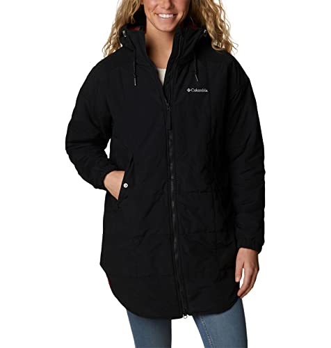 Columbia Women's Chatfield Hill Novelty Jacket, Black/Red Lily Check Print, X-Large