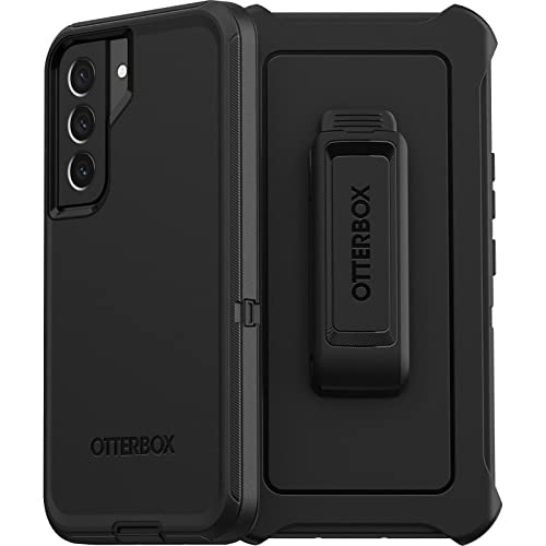 OtterBox Galaxy S22 Defender Series Case - BLACK, rugged & durable, with port protection, includes holster clip kickstand