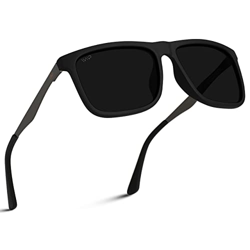 WearMe Pro Polarized Flat Top Square Mens Sunglasses (Matte Black/Black Lens)