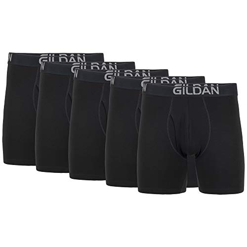 Gildan Men's Underwear Cotton Stretch Boxer Briefs, Multipack, Black Soot (5-Pack), Medium