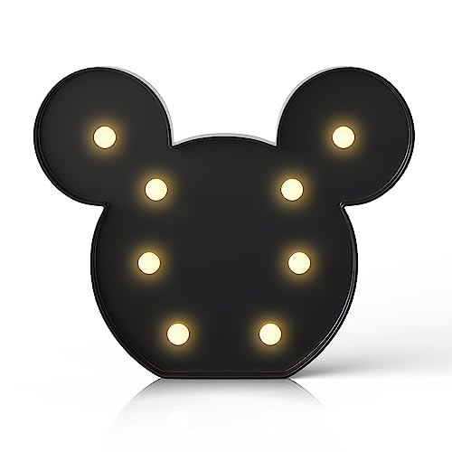 Ganrami Black Mouse Decor, Battery Powered Mouse Night Light for Kids, Mouse Birthday Decorations for Kids, Kids Room Decor for Bedroom, Mouse Wall Decor for Bedroom