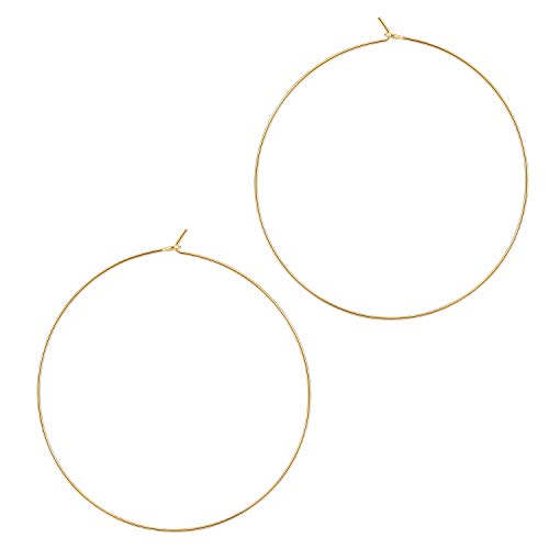ESMATOO Thin Gold Hoop Earrings for Women - Hypoallergenic Lightweight Gold Hoop Earrings Dainty - Large (Gold, 70mm)