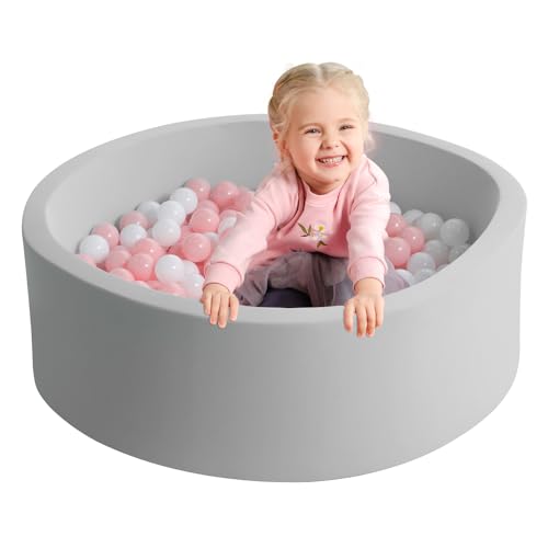 TRENDBOX Soft Memory Foam Ball Pit Sponge Indoor Round Ball Pit for Toddler Children - Light Gray