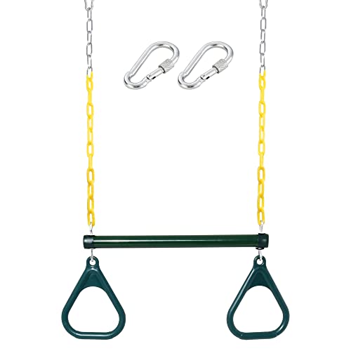 Take Me Away 18'' Trapeze Swing Bar Rings 48'' Heavy Duty Plastic Coated Chains Swing Set Accessories Playground Swing seat