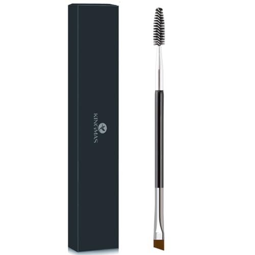 KINGMAS Eyebrow Brush, Professional Dual Angled Eye Brow Brush and Spoolie Brush Eyelash Comb Eyebrow Tool (Black)