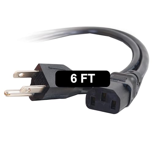 C2G 6FT Premium Replacement AC Power Cord - Durable Power Cable for TV, Computer, Monitor, Appliance & More (24240)