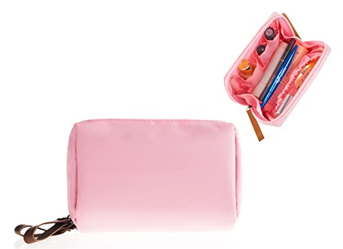 Kososuru Small Makeup Bag, Portable Waterproof Cosmetic Bag Travel Makeup Pouch for Women (Pink, Square)