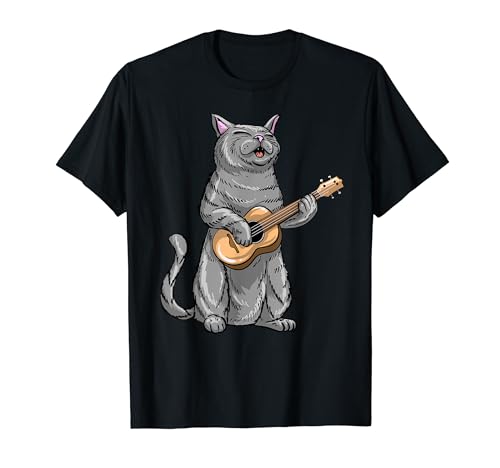 Best Cat Playing Ukelele Design For Men Women Ukulele Player T-Shirt