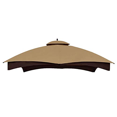 Hugline Outdoor Replacement Canopy Top Double Tier Gazebo Roof Cover for Lowe's Allen Roth 10x12 Gazebo #GF-12S004B-1 (Khaki)