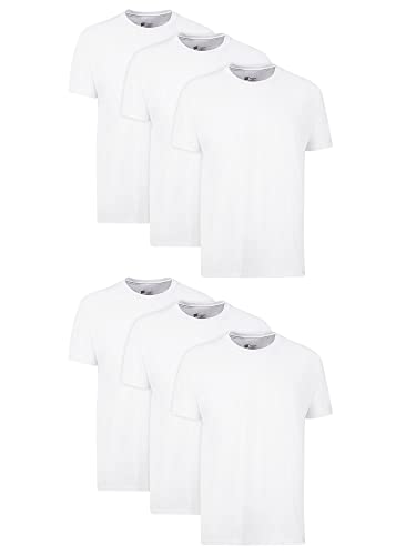 Hanes Mens Cotton, Moisture-wicking Crew Tee Undershirts, Multi-packs, White - 6 Pack, Medium US