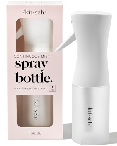 Kitsch Spray Bottle for Hair - Continuous Water Mister with Ultra Fine Mist for Hairstyling, Barbers, Salons, Cleaning, Plants, Versatile Spray Bottles - Made from Recycled Plastic - White, 5 oz