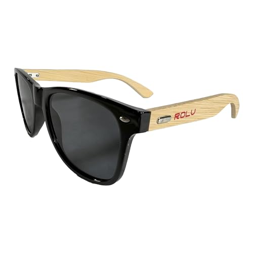 ROLU Wooden Sunglasses for Men and Women - UV Protection, Mirrored Lenses, Ultra Light Bamboo Frame - The Daily Adventurer