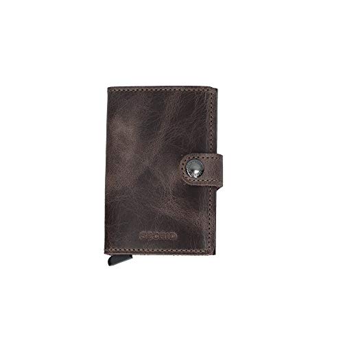 Secrid Mini Wallet, Vintage Chocolate, Genuine Leather with RFID Protection, Holds up to 12 Cards