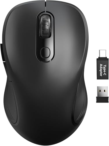 Trueque Wireless Mouse for Laptop, 2.4GHz Ergonomic Computer Mouse with Back & Forward Buttons, 3 Levels Tracking Speed, 6 Buttons, Optical USB Cordless Mice for Windows Chromebook MacBook PC (Black)