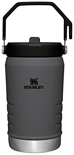 Stanley IceFlow Stainless Steel Water Jug with Straw, Vacuum Insulated Water Bottle for Home and Office, Reusable Tumbler with Straw Leak Resistant Flip, Charcoal, 40OZ