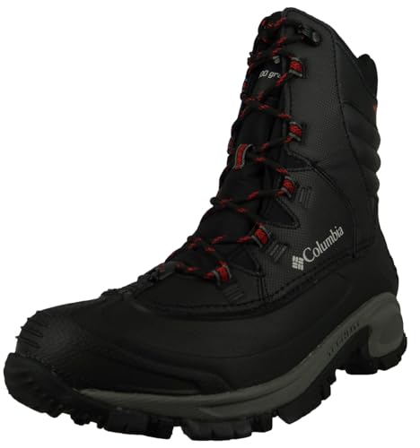 Columbia Men's Bugaboot II Snow Boot, Black/Bright Red, 10 Regular US