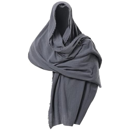 GRACEART Post Apocalyptic Shawl Hood Scarf Shaman Cowl Medieval Costume Sash Urban Dark Grey