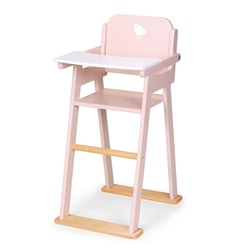 Mentari Toys - Baby Doll High Chair - Wooden Baby Doll Furniture Pink Feeding Chair - Miniature Pretend Play Doll House Accessories - Age 3+