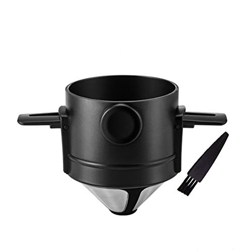 Gocoffun Pour Over Coffee Maker 1-2 Cup, Reusable Cone Coffee Dripper Filter, Stainless Steel Reusable Coffee Filters Coffee Maker with Cleaning Brush for Home Office Travel