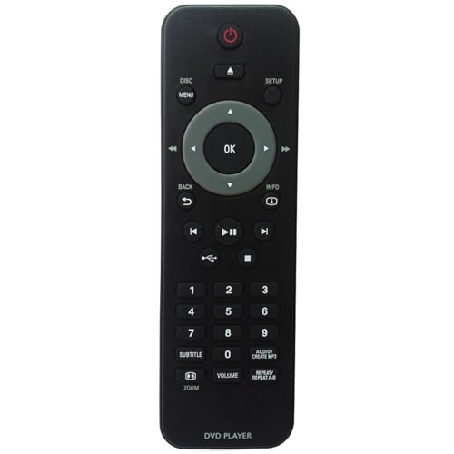 Replacement Remote Control Applicable for Philips DVD Player DVP3560/F8 DVP4050 DVP6620 DVP3520K DVP3560K DVP3354K DVP3354K/55 DVP3350K DVP3350K/55 DVP3560 DVP3560/F7 DVP3980 DVP3962 DVP3982