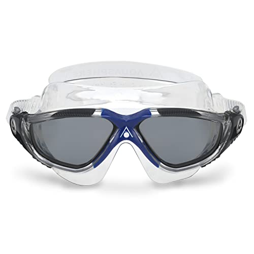 Aqua Sphere Vista Adult Swim Goggles - One-Touch Custom Fit, Wide Peripheral Vision - Durable Mask for Active Open Water Swimmers | Unisex Adult, Transparent/Dark Gray Frame, One Size (MS5050012LD)