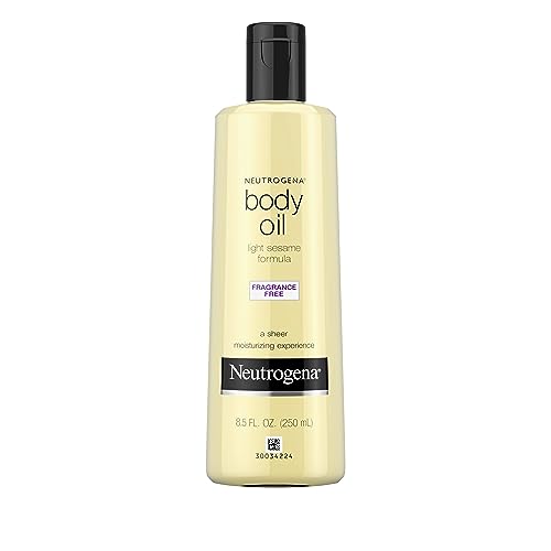 Neutrogena Fragrance-Free Body Oil Light Sesame Formula, Dry Skin Moisturizer & Hydrating Body Massage Oil, for Radiant & Healthy Glow, Nourishing After Shower & Bath Oil, 8.5 fl. oz