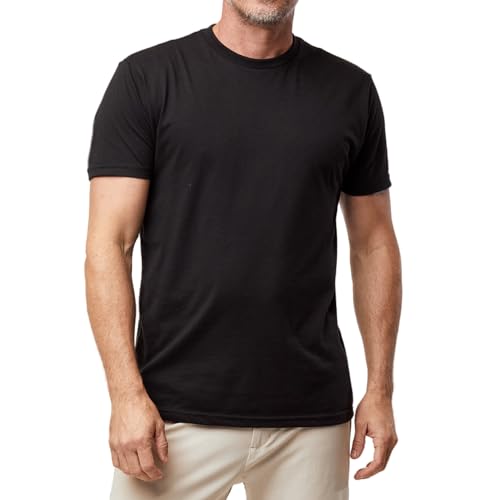 Fresh Clean Threads Black Crewneck T-Shirt for Men - Pre Shrunk Soft Fitted Premium Classic Tee - Men's T Shirts Cotton Poly Blend - XL