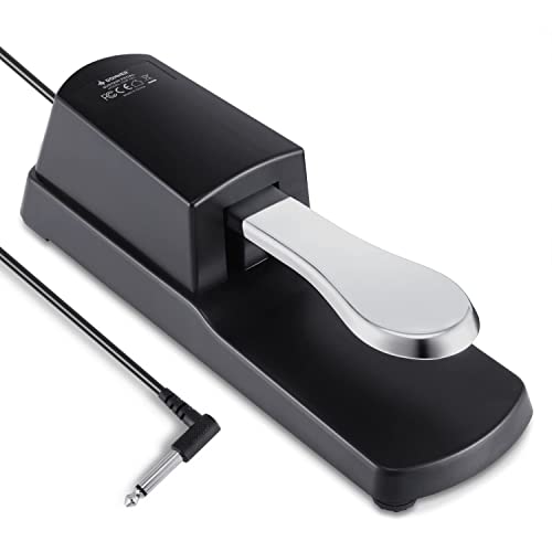 Donner DSP-001 Sustain Pedal for Keyboard, Universal Piano Pedal with Polarity Switch for Digital Piano/Piano Keyboard/MIDI KeyboardSynthesizer, 1/4'' (6.35mm) Input Plug, 63'' (1.6m) Cable