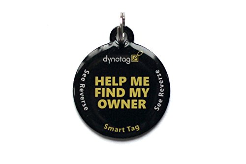 Dynotag Web Enabled Smart Round Coated Metal ID Tag and Ring. Pet Tag, Property Tag - Multiple Uses, with DynoIQ & Lifetime Recovery Service.
