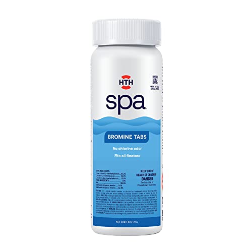 HTH Spa 86108 Bromine Tabs, Chemical Sanitizer for Spas & Hot Tubs - Fits All Floaters for Easy Application, Creates Soft Water Feel, No Chlorine Odor, Eliminates Bacteria & Algae, 2 lbs