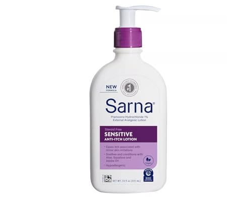 Sarna Sensitive Steroid-Free Anti-Itch Lotion for Dry Irritated Skin, Fragrance free - 7.5 Fl Oz